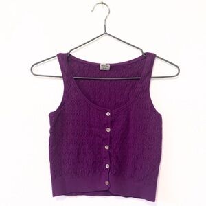 Wilfred Free | Aritzia Purple Knit Cropped Scoop-Neck Tank Top Size Small